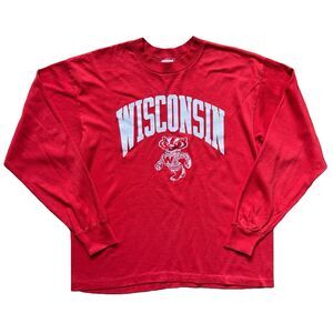 Vintage 80s Wisconsin University X Coca Cola Made In USA Size XL Red Shirt